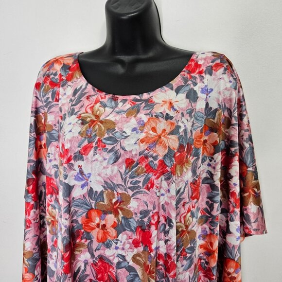 VTG 60s 70s Hawaiian Floral Kaftan Maxi Dress Mumuu Patio - Picture 4 of 14